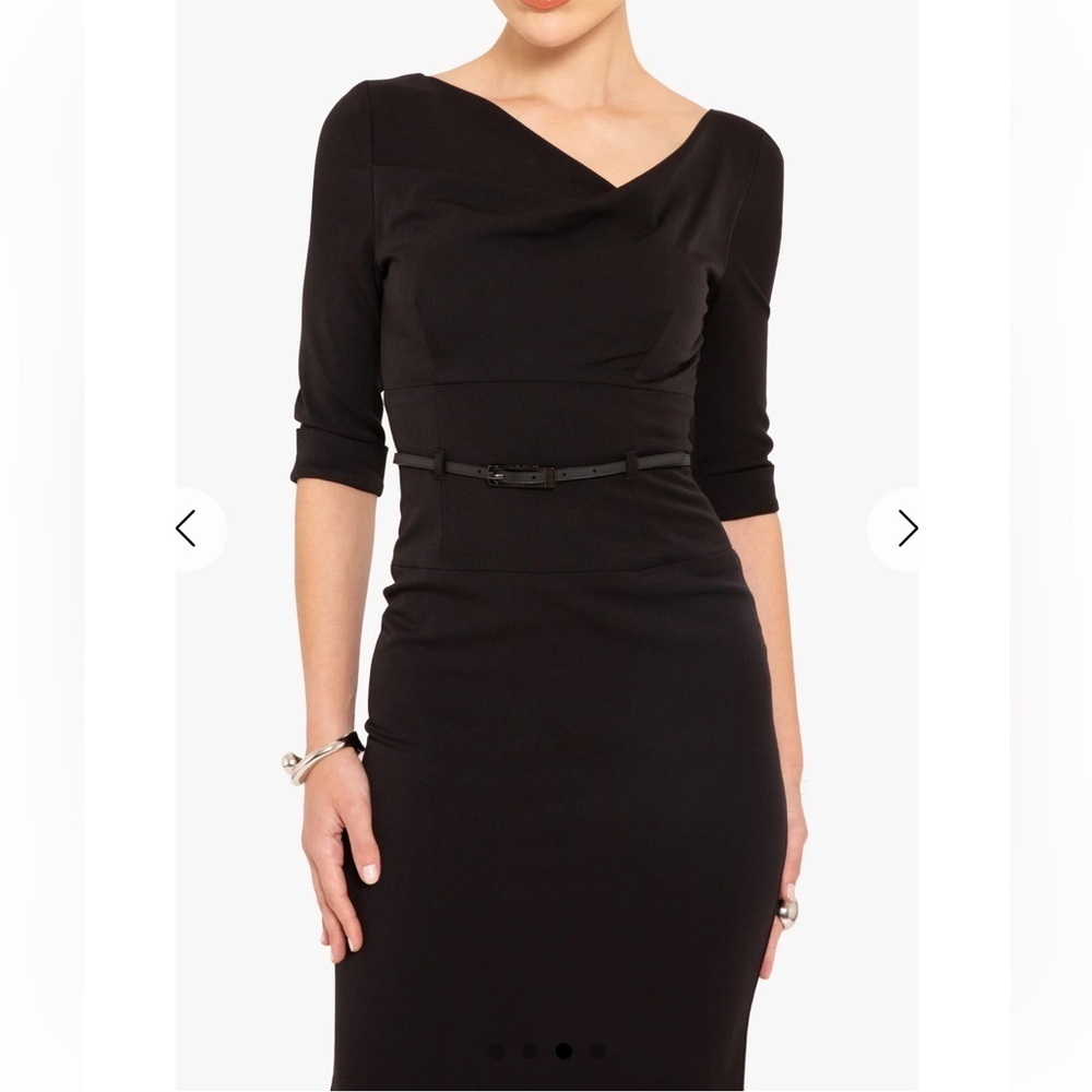 Black Halo Classic 3/4 Sleeve Jackie O Sheath Dress - Picture 2 of 7
